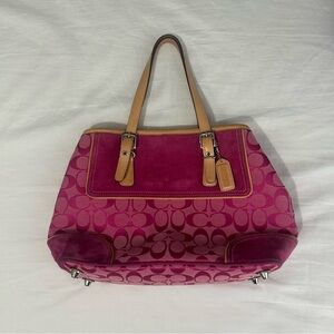 Coach Pink and Tan Shoulder Bag